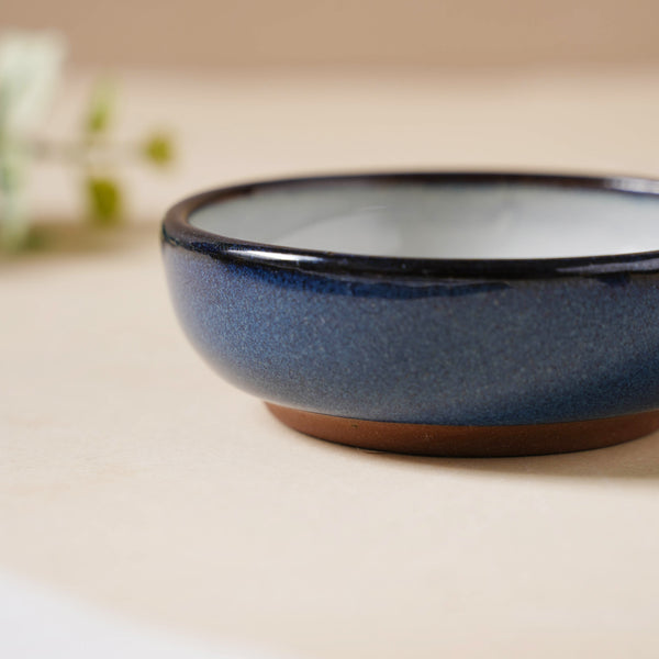 Glazed Ceramic Grey And Blue Dip Bowl 50 ml - Bowl, ceramic bowl, dip bowls, chutney bowl, dip bowls ceramic | Bowls for dining table & home decor 
