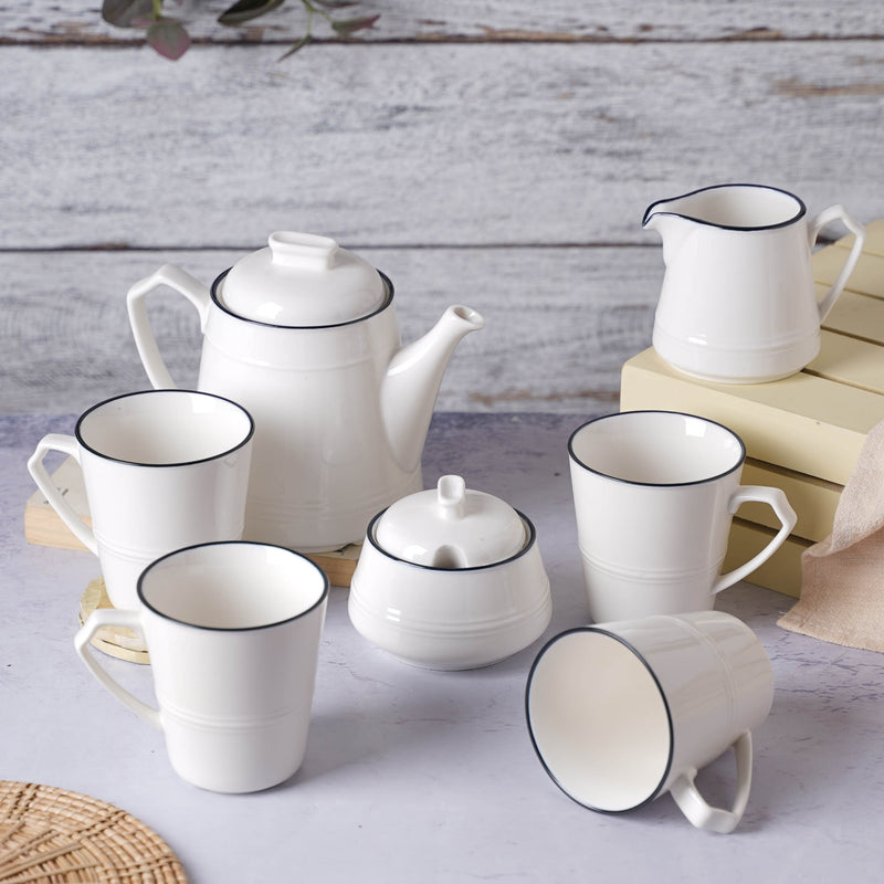 Black and White Tea Set - Tea cup set, tea set, teapot set | Tea set for Dining Table & Home Decor