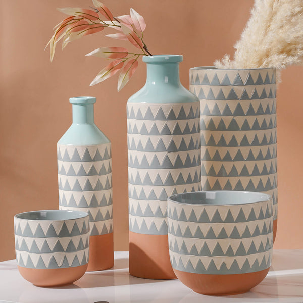 Chevron Blue Vase