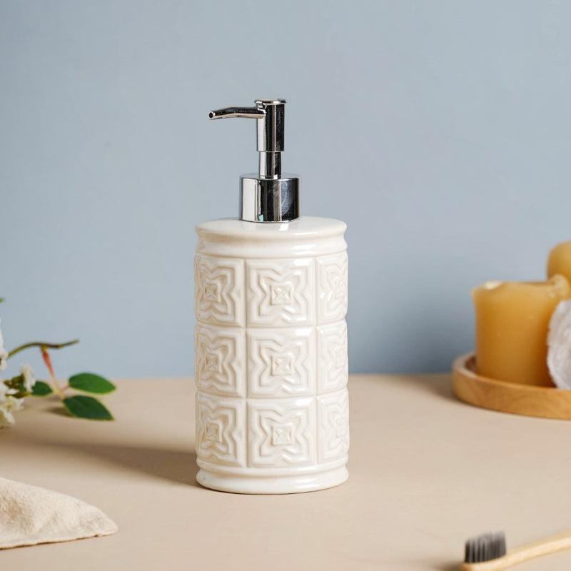 Floral Textured Ceramic Soap Dispenser 500 ml