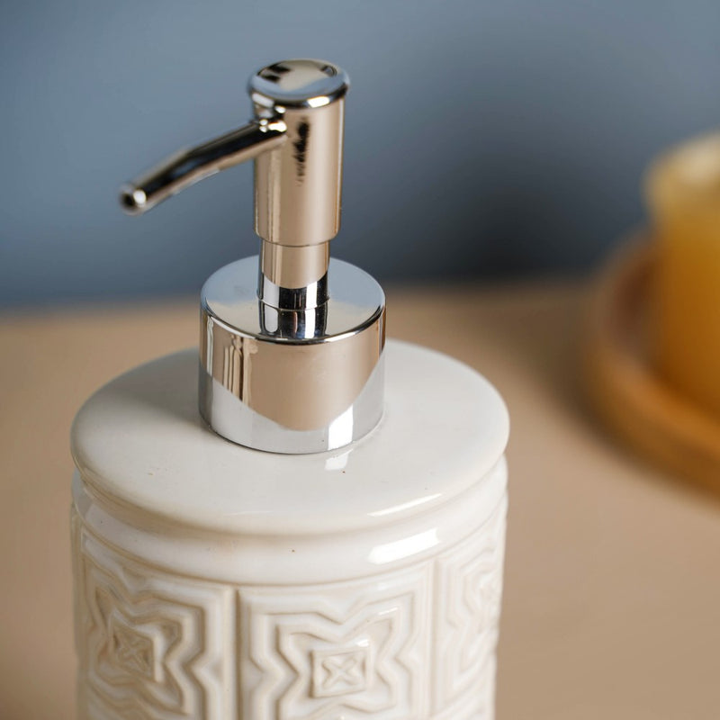 Floral Textured Ceramic Soap Dispenser 500 ml