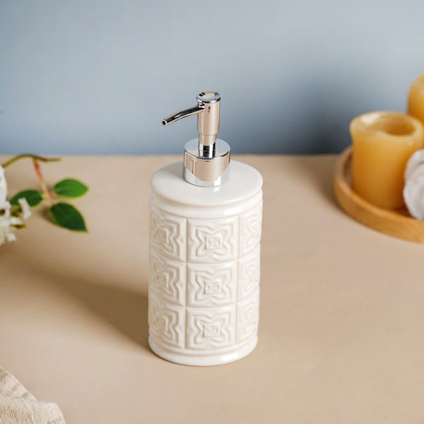Floral Textured Ceramic Soap Dispenser 500 ml