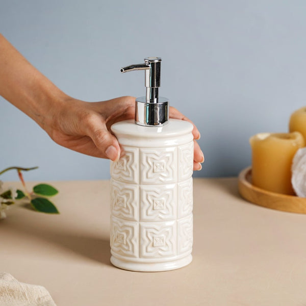 Floral Textured Ceramic Soap Dispenser 500 ml