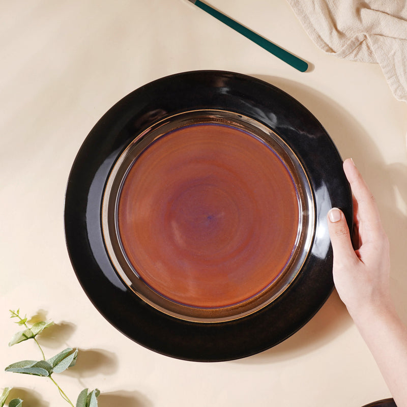 Glazed Ceramic Brown Dinner Plate 11 Inch - Serving plate, lunch plate, ceramic dinner plates| Plates for dining table & home decor