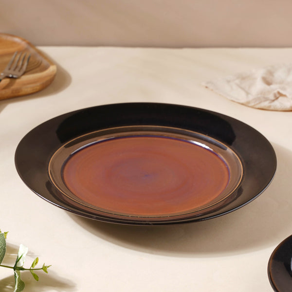 Glazed Ceramic Brown Dinner Plate 11 Inch - Serving plate, lunch plate, ceramic dinner plates| Plates for dining table & home decor