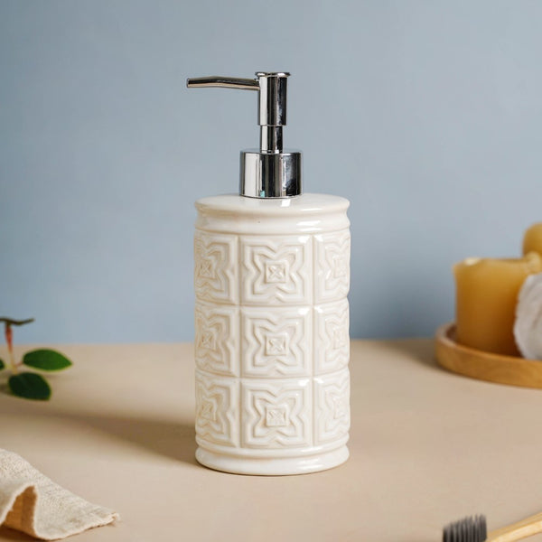 Floral Textured Ceramic Soap Dispenser 500 ml