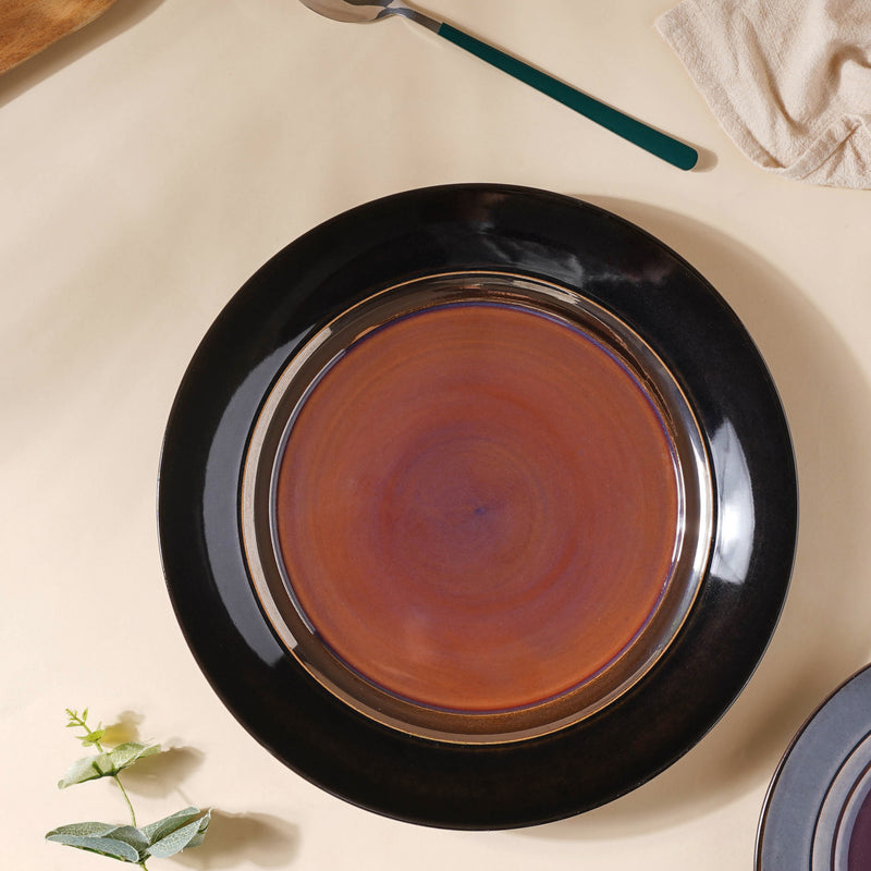 Glazed Ceramic Brown Dinner Plate 11 Inch - Serving plate, lunch plate, ceramic dinner plates| Plates for dining table & home decor