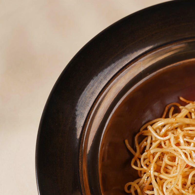 Glazed Ceramic Brown Pasta Plate 9 Inch - Serving plate, pasta plate, lunch plate, deep plate | Plates for dining table & home decor