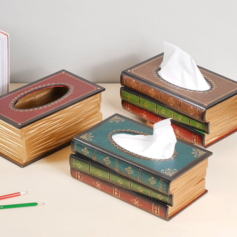 Stacked Books Tissue Box - Tissue box and organizer | Home and room decor items