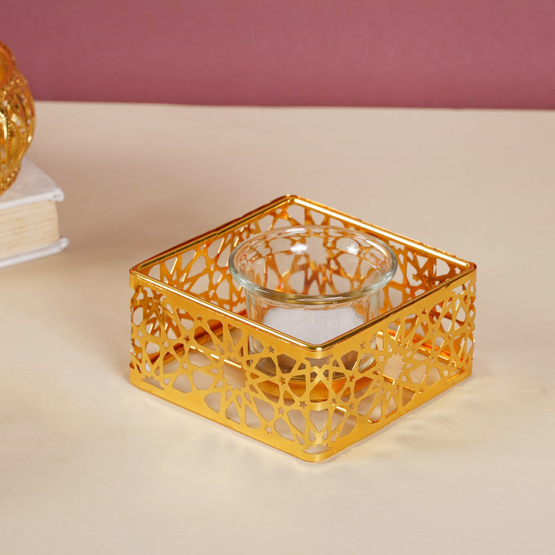 Metal And Glass Candle Stand - Candle stand | Living room decoration ideas