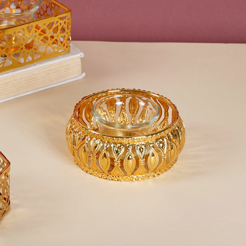 Metal And Glass Candle Stand - Candle stand | Living room decoration ideas