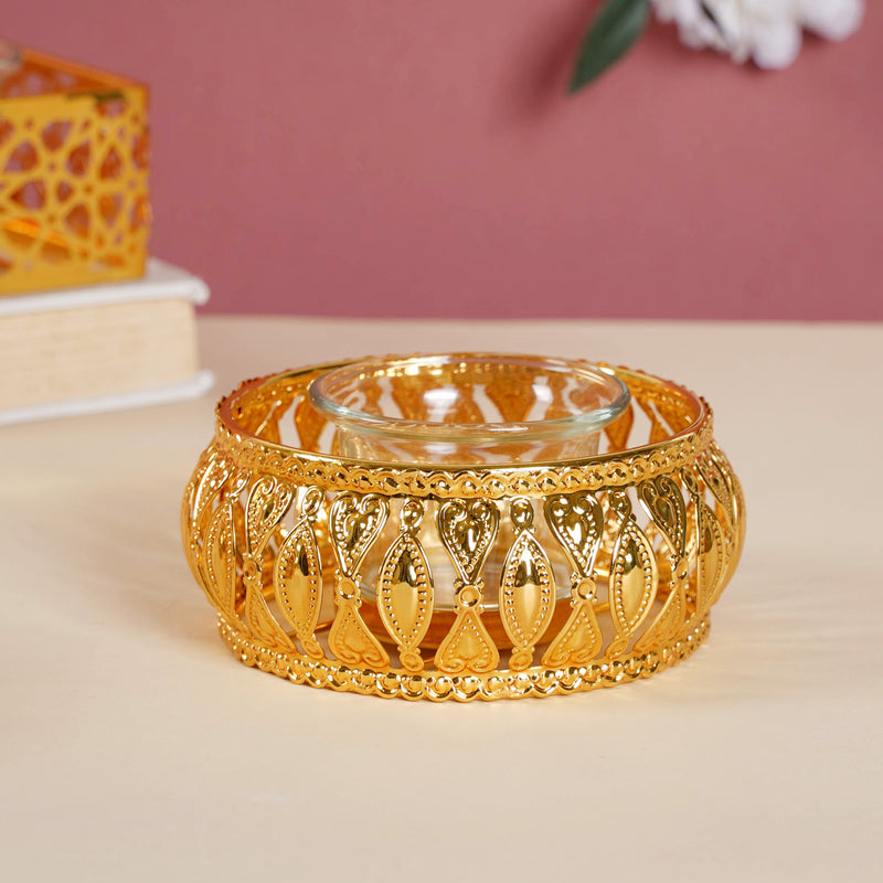 Metal And Glass Candle Stand - Candle stand | Living room decoration ideas