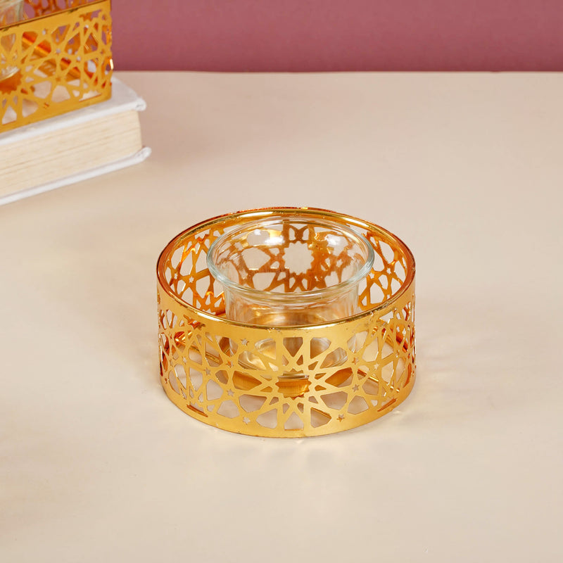 Metal And Glass Candle Stand - Candle stand | Living room decoration ideas