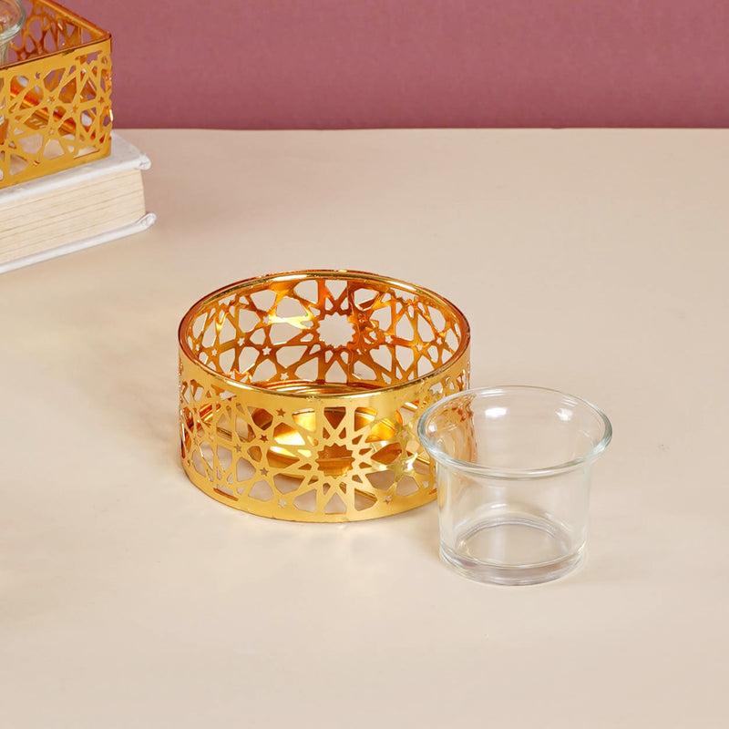 Metal And Glass Candle Stand - Candle stand | Living room decoration ideas