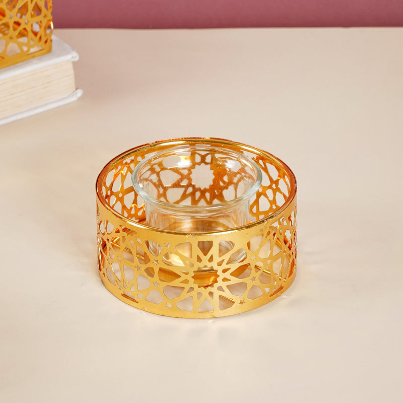 Metal And Glass Candle Stand - Candle stand | Living room decoration ideas