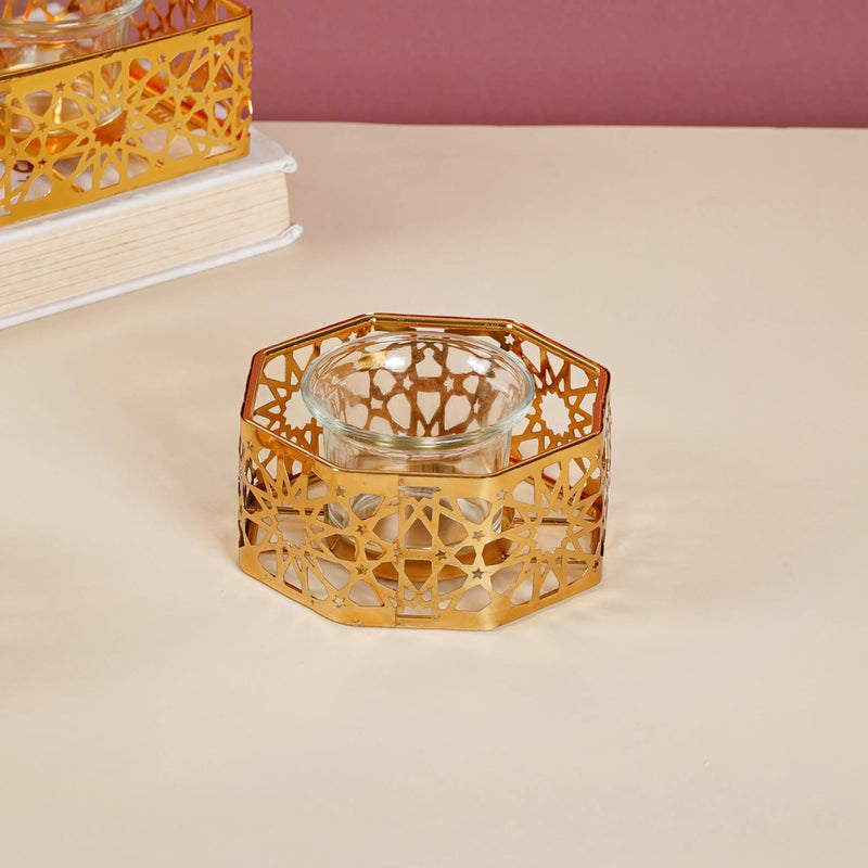 Metal And Glass Candle Stand - Candle stand | Living room decoration ideas