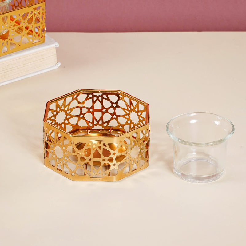 Metal And Glass Candle Stand - Candle stand | Living room decoration ideas