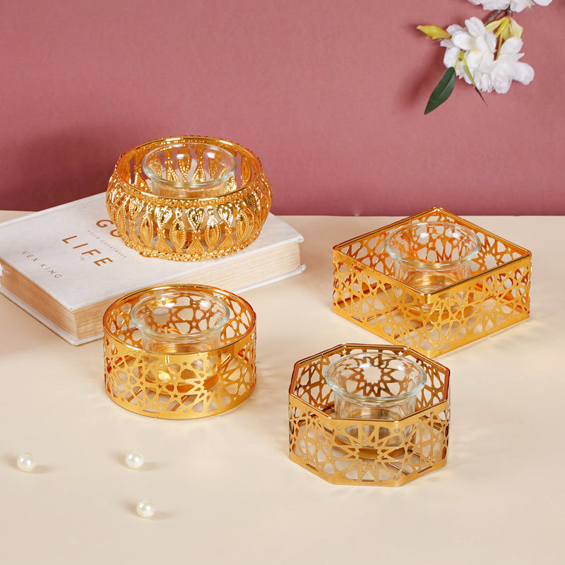 Metal And Glass Candle Stand - Candle stand | Living room decoration ideas