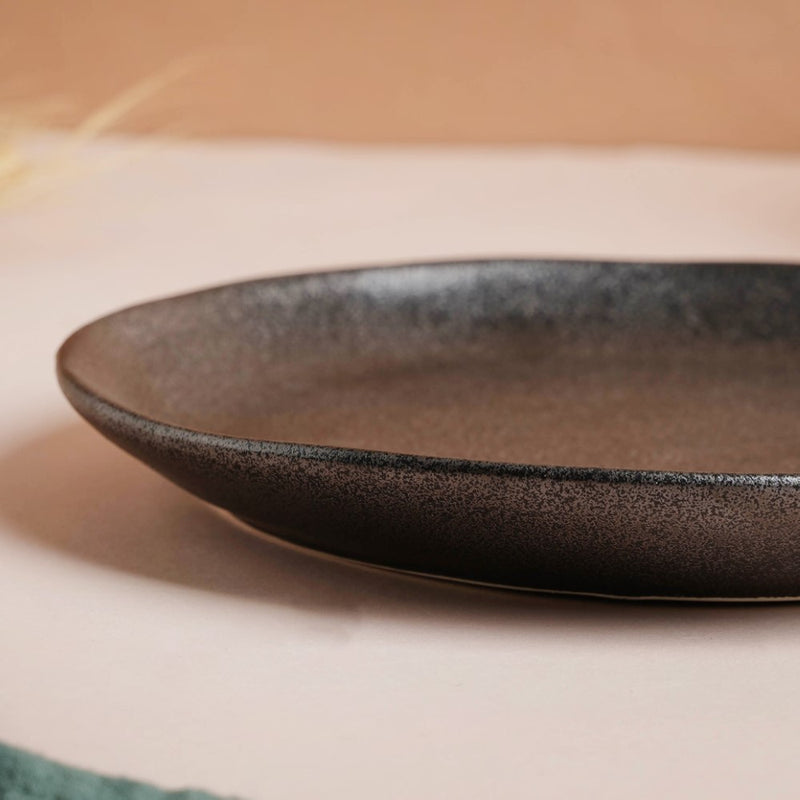 Earthen Stoneware Snack Plate Matte Black 8.5 Inch - Serving plate, snack plate, dessert plate | Plates for dining & home decor
