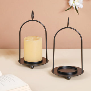 Black Metal Candle Stand Set of 2
