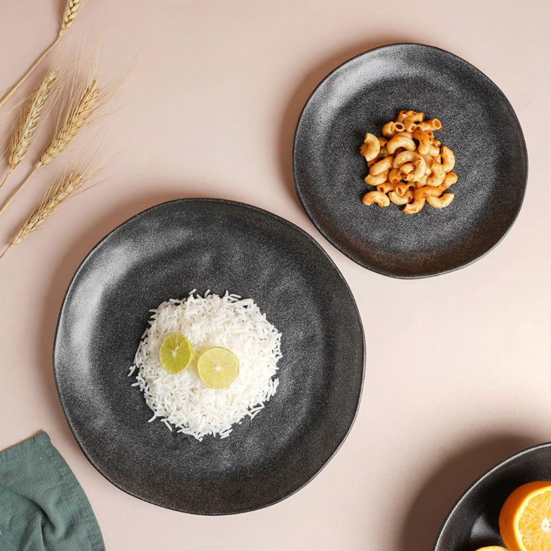 Earthen Stoneware Snack Plate Matte Black 8.5 Inch - Serving plate, snack plate, dessert plate | Plates for dining & home decor