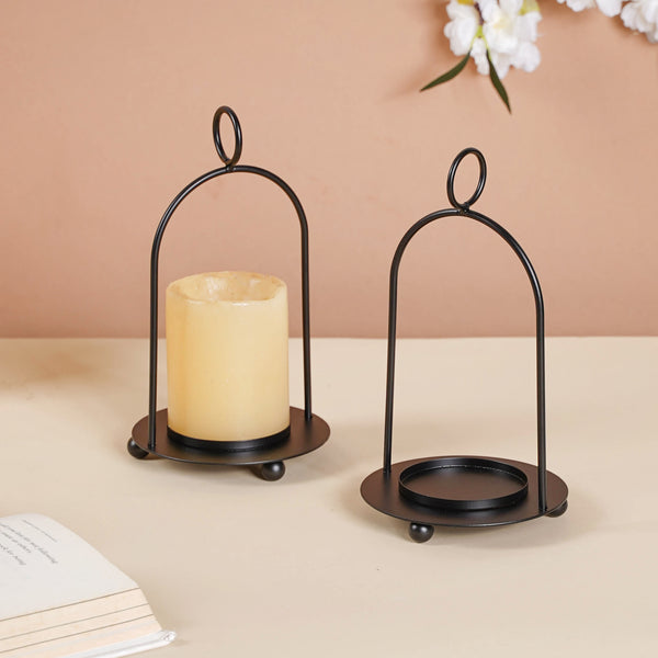 Black Metal Candle Stand Set of 2 - Candle holder | Home decor