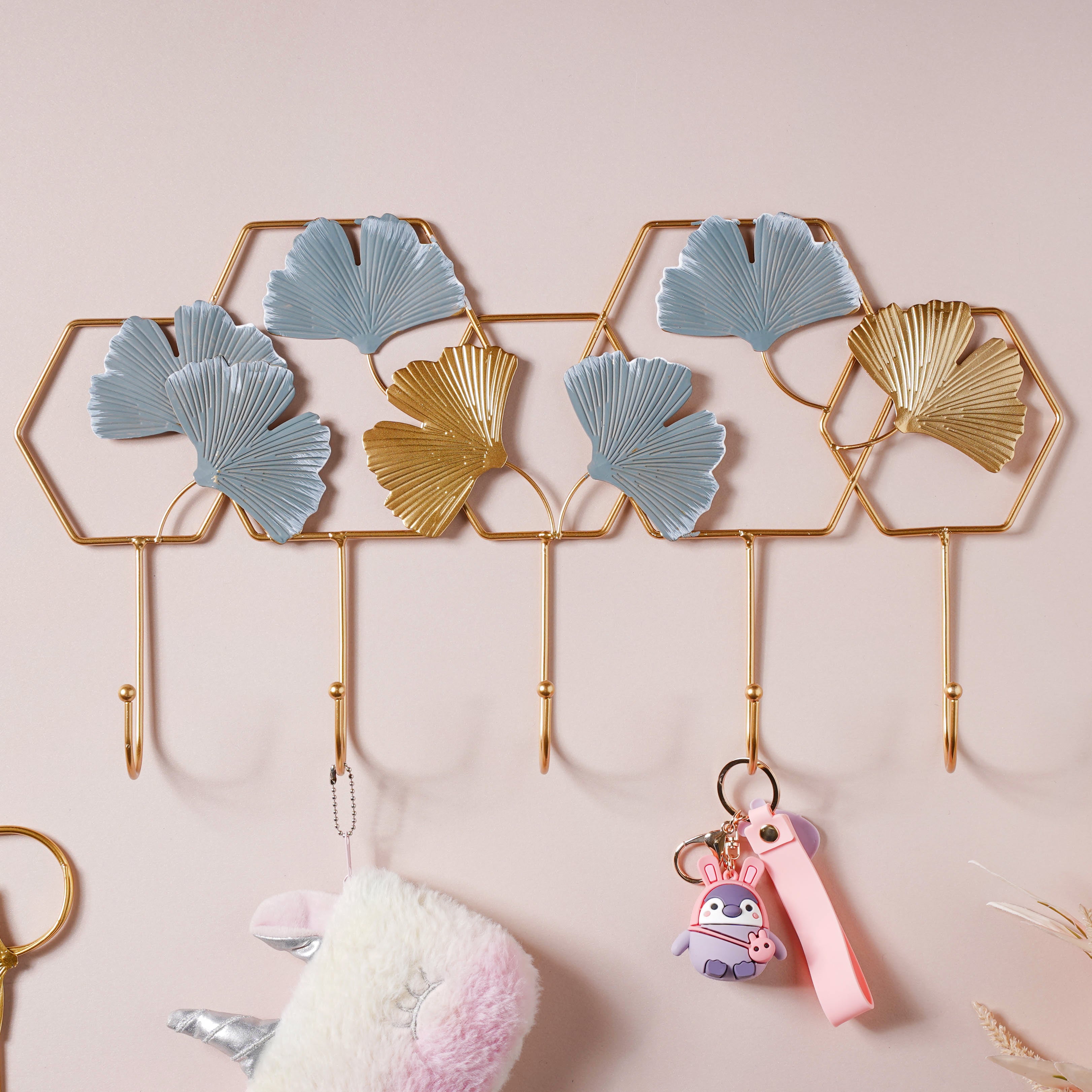 Gold and Blue Wall Mount Hanger Online - Premium Wall Hook | Nestasia