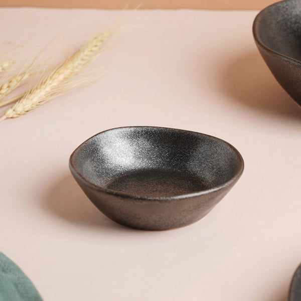 Earthen Stoneware Snack Bowl Matte Black 100 ml