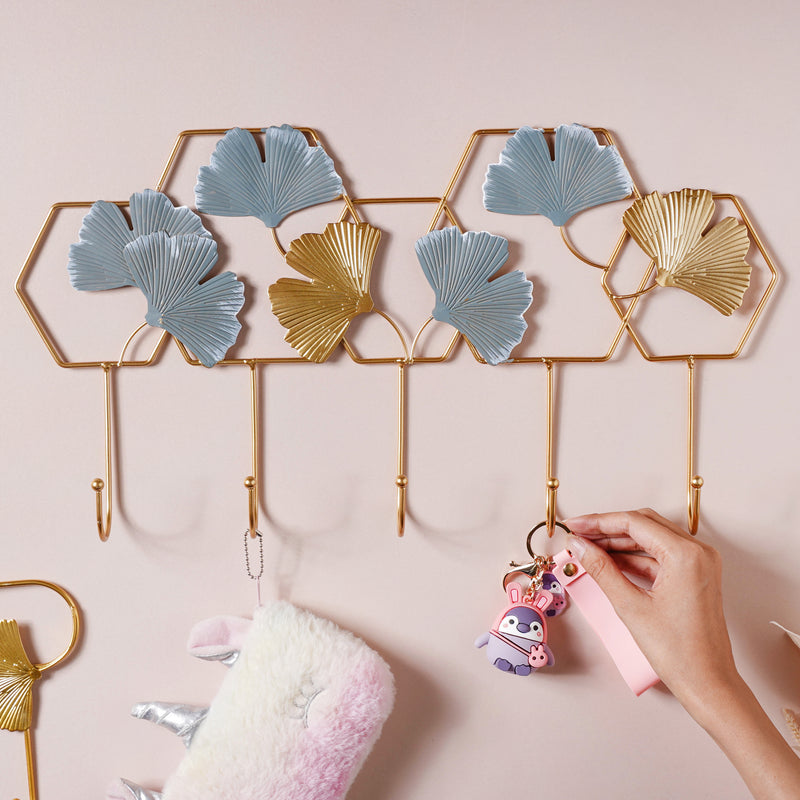 Gold and Blue Wall Mount Hanger - Wall hook/wall hanger for wall decoration & wall design | Home & room decoration ideas