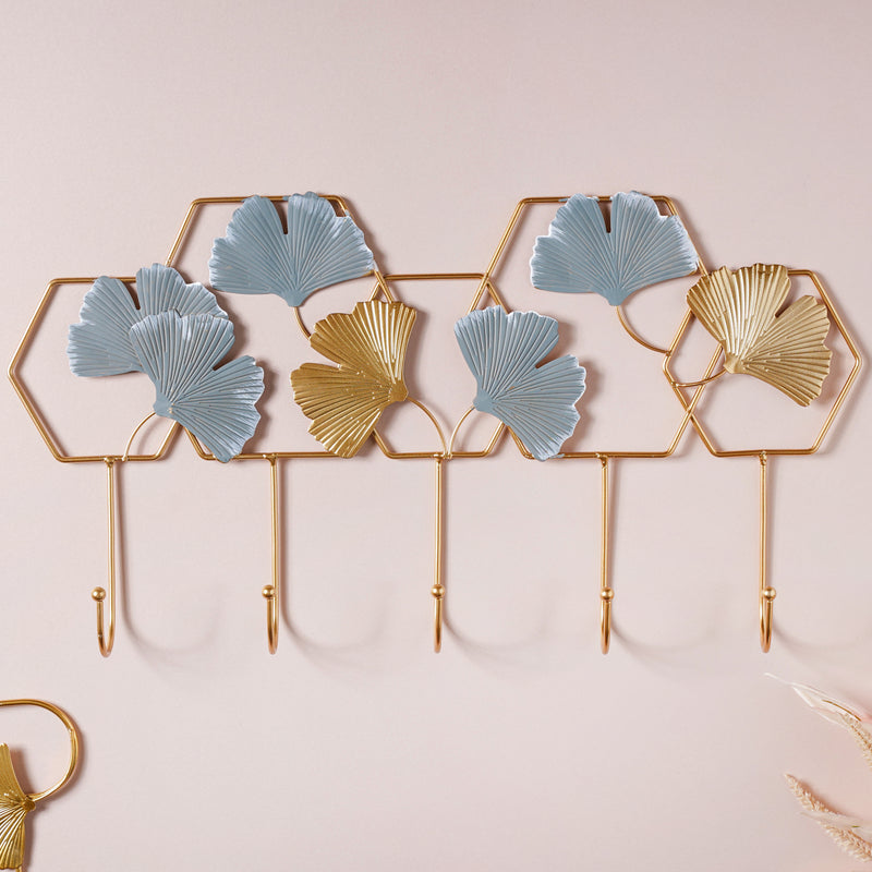 Gold and Blue Wall Mount Hanger - Wall hook/wall hanger for wall decoration & wall design | Home & room decoration ideas
