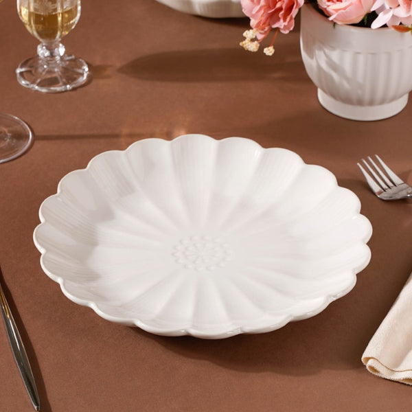 Ocean Ceramic Dinner Plate White 10 Inch - Serving plate, lunch plate, ceramic dinner plates| Plates for dining table & home decor