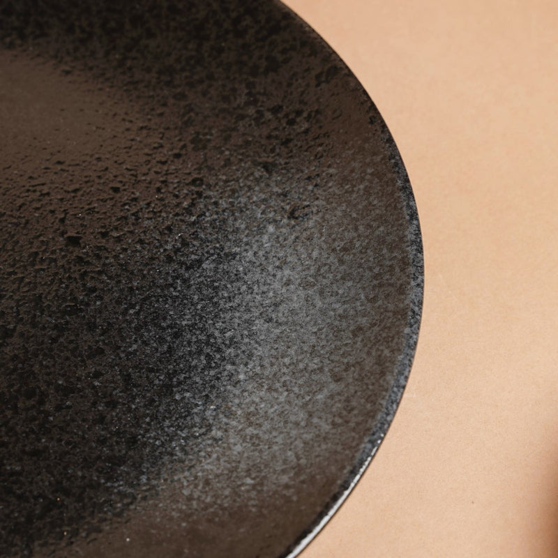 Onyx Finish Stoneware Dinner Plate Black 9.8 Inch - Serving plate, rice plate, ceramic dinner plates| Plates for dining table & home decor
