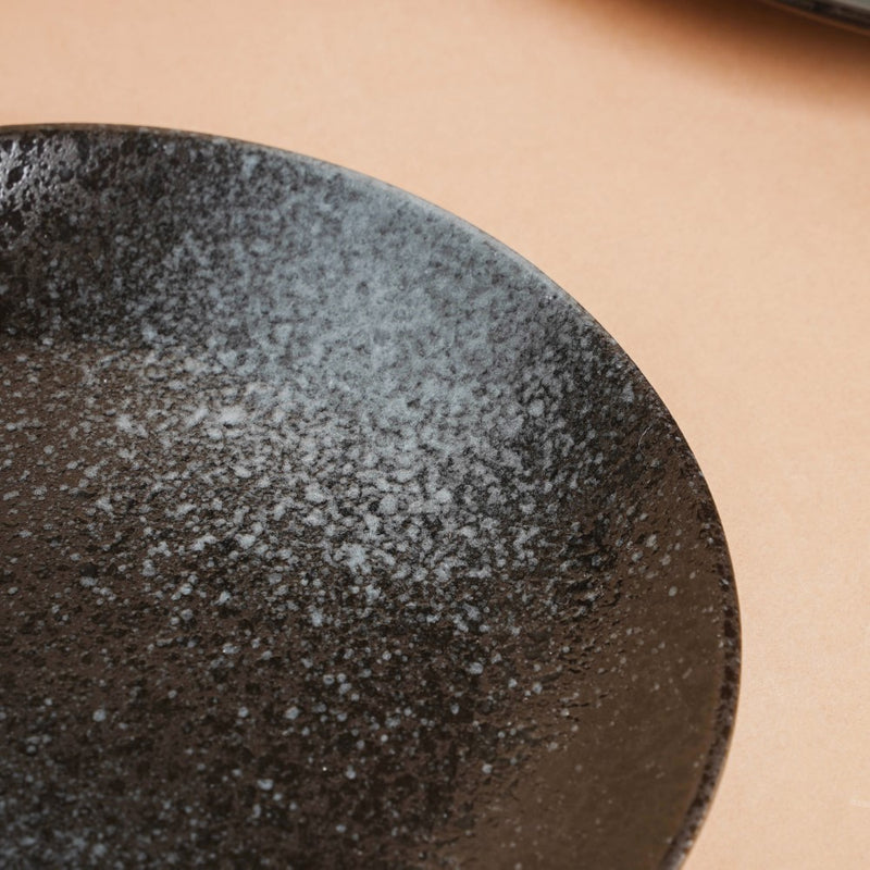 Onyx Finish Stoneware Snack Plate Black 8 Inch - Serving plate, snack plate, dessert plate | Plates for dining & home decor