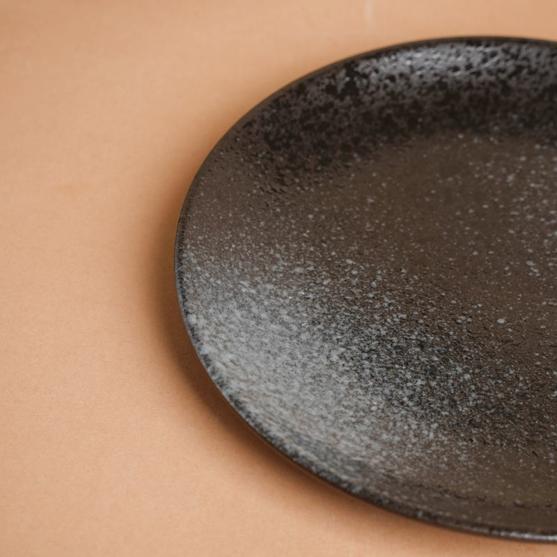 Onyx Finish Stoneware Snack Plate Black 8 Inch - Serving plate, snack plate, dessert plate | Plates for dining & home decor