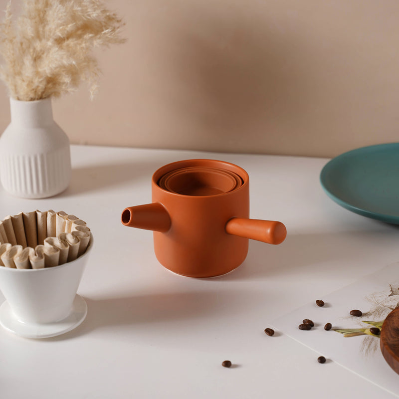 Pour Over Coffee Pot Set Orange 400 ml - Coffee pot, coffee strainer, pot set | Coffee pot set for Dining table & Home decor