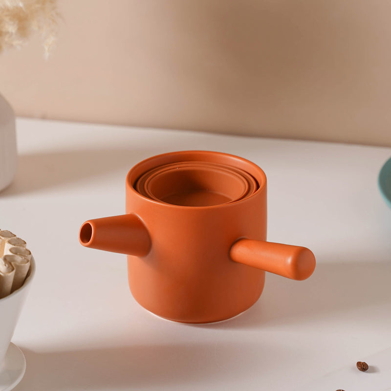 Pour Over Coffee Pot Set Orange 400 ml - Coffee pot, coffee strainer, pot set | Coffee pot set for Dining table & Home decor