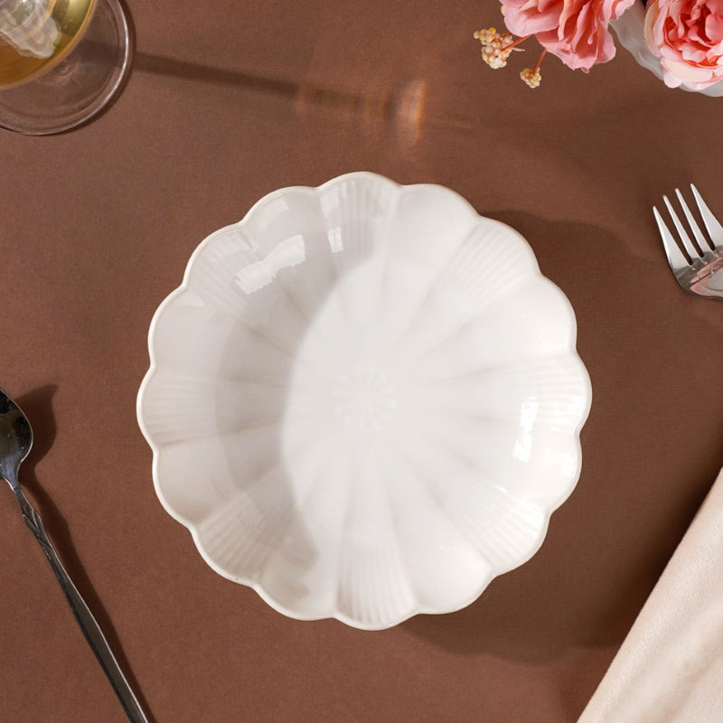 Ocean Ceramic Salad Plate White 7 Inch - Serving plate, snack plate, dessert plate | Plates for dining & home decor