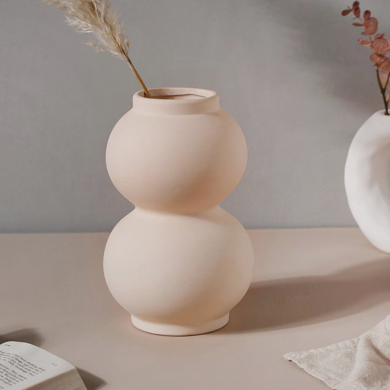 Textured White Vase - Flower vase for home decor, office and gifting | Home decoration items