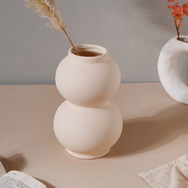 Textured White Vase - Flower vase for home decor, office and gifting | Home decoration items