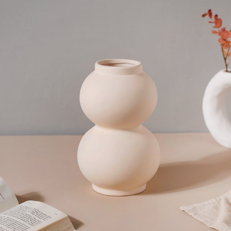Textured White Vase - Flower vase for home decor, office and gifting | Home decoration items