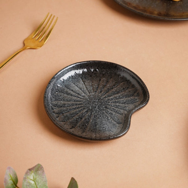 Onyx Finish Stoneware Dessert Plate Black - Serving plate, small plate, snacks plates | Plates for dining table & home decor