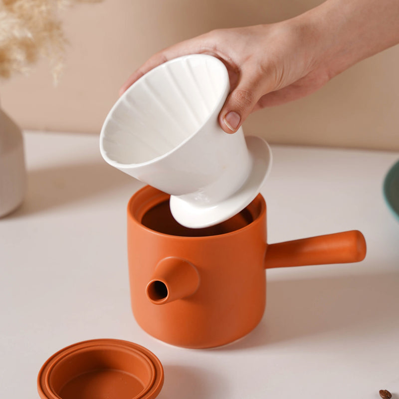 Pour Over Coffee Pot Set Orange 400 ml - Coffee pot, coffee strainer, pot set | Coffee pot set for Dining table & Home decor