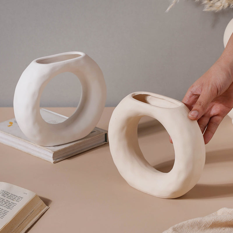 Textured Hollow Flower Pot - Flower vase for home decor, office and gifting | Home decoration items