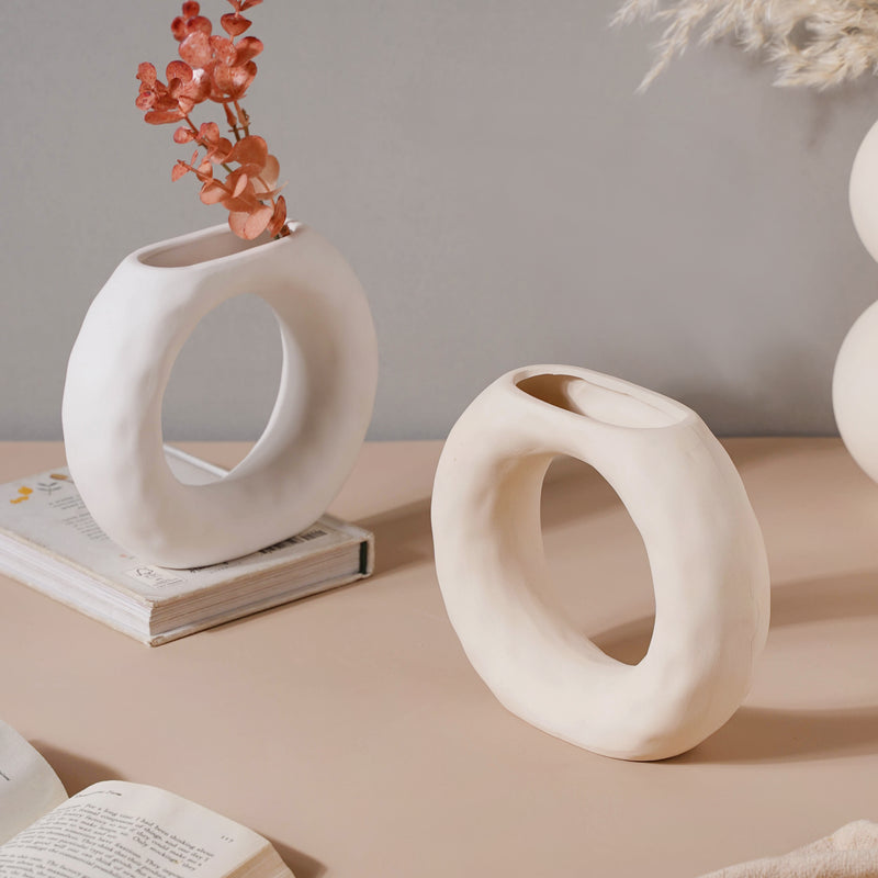 Textured Hollow Flower Pot - Flower vase for home decor, office and gifting | Home decoration items