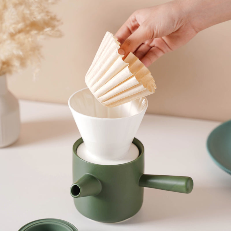 Pour Over Coffee Pot Set Green 400 ml - Coffee pot, coffee strainer, pot set | Coffee pot set for Dining table & Home decor