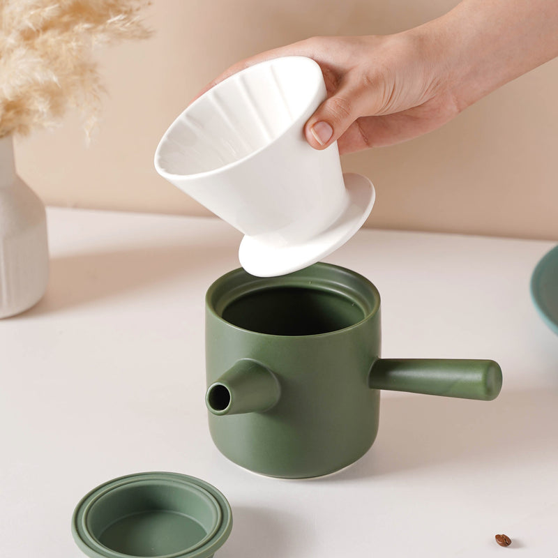 Pour Over Coffee Pot Set Green 400 ml - Coffee pot, coffee strainer, pot set | Coffee pot set for Dining table & Home decor