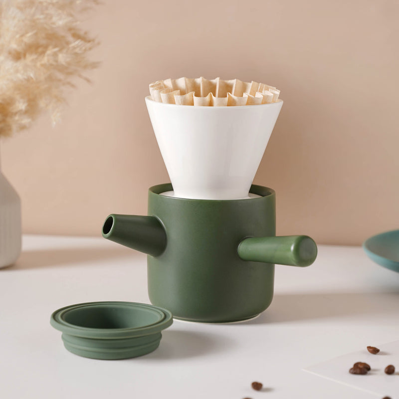 Pour Over Coffee Pot Set Green 400 ml - Coffee pot, coffee strainer, pot set | Coffee pot set for Dining table & Home decor