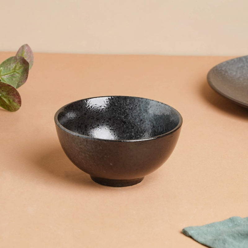 Onyx Finish Stoneware Snack Bowl 200ml - Bowl,ceramic bowl, snack bowls, curry bowl, popcorn bowls | Bowls for dining table & home decor