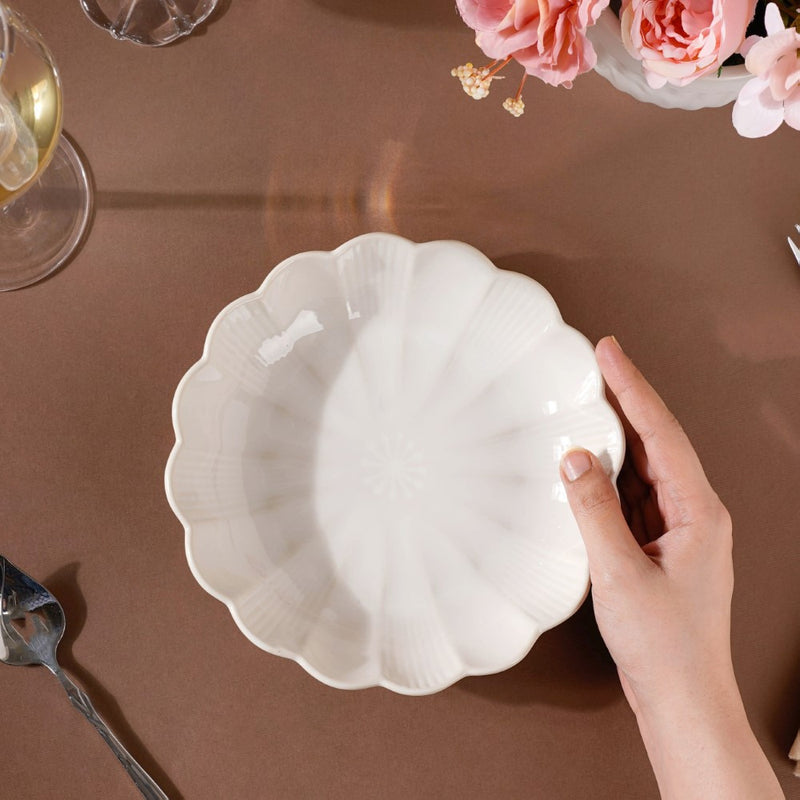 Ocean Ceramic Salad Plate White 7 Inch - Serving plate, snack plate, dessert plate | Plates for dining & home decor