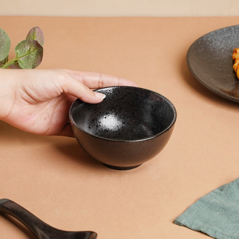 Onyx Finish Stoneware Snack Bowl 200ml - Bowl,ceramic bowl, snack bowls, curry bowl, popcorn bowls | Bowls for dining table & home decor